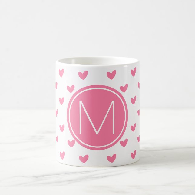 Mug Élégant motif de coeur blanc rose valentin (Centre)