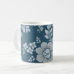Mug Élégant Motif de fleurs bleues Vintages
