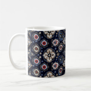 Mug Élégant motif floral bleu marine