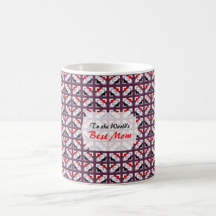 Mug Élégant motif géométrique profond prune et rouge