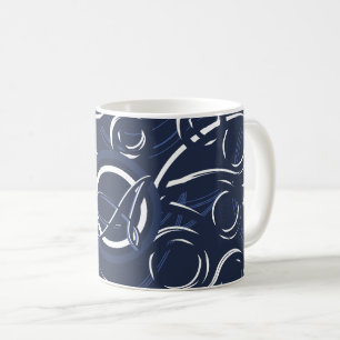 Mug Élégant Motif Monogramme bleu et blanc de la mar