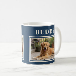 Mug Elegant Navy Blue Dog Pet Photo 