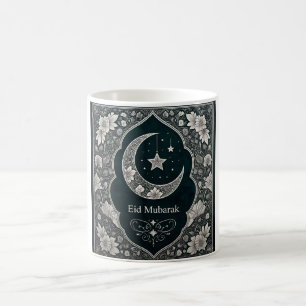 Mug Elegant noir & blanc Aïd Moubarak croissant floral