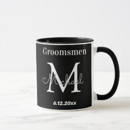 Mug élégant noir blanc personnalisable groomsmen