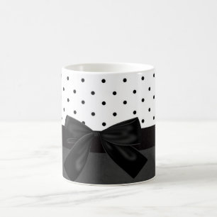 Mug Elégant noir, blanc Pois-noir noir Bow