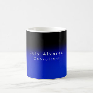 Mug Élégant noir bleu minimaliste Nom Titre