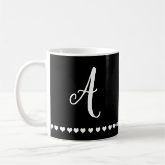 Mug Élégant noir et blanc Monogramme initial