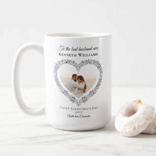 Mug Elégant noir meilleur mari photo Valentines Day