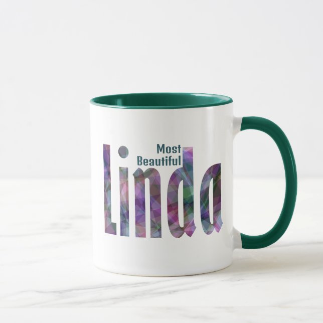 Mug Élégant nom Customisé "Linda", gris foncé vert (Droite)