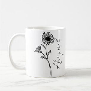 Mug Élégant Nom de script Avril Mois Fleur de naissanc