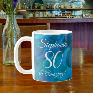 Mug Elégant Ocean Blue 80 et anniversaire Extraordinai
