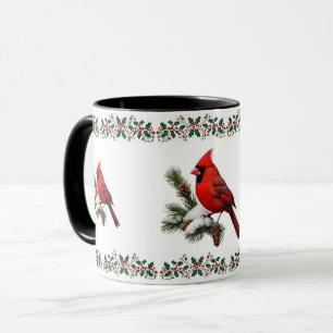 Mug Élégant oiseau rouge cardinal vacances Noël