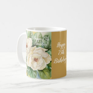 Mug Elégant Or 75ème Anniversaire Floral Magnolia No