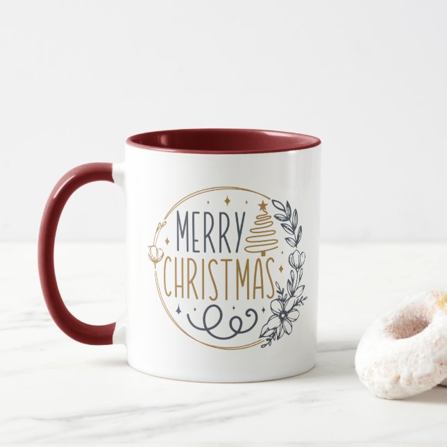 Mug Elégant or Joyeux Noël Typographie moderne (Avec donut)