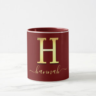 Mug Élégant or personnalisé Monogramme H Nom