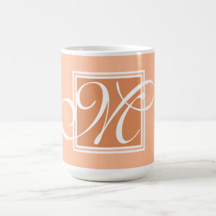 Mug Élégant orangé blanc monogramme topographie