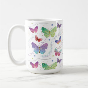 Mug Élégant Papillons violets et bleus brillants