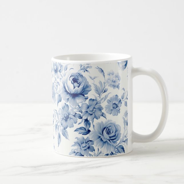 Mug Elégant Pastel Blue Watercolor Roses (Droite)