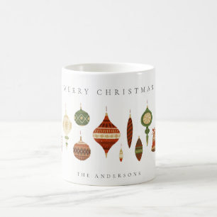 MUG ÉLÉGANT PASTEL ROUGE ÉTOILE VERT CHIRSTMAS ORNA