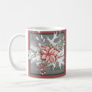 Mug Élégant poinsettia aquarelle Noël personnalisé Hol