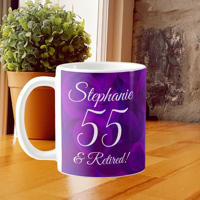 Mug Élégant pourpre 55 et retraite à la retraite (Créateur téléchargé)
