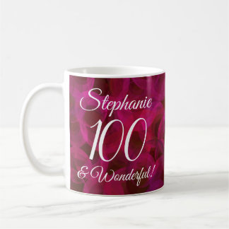 Mug Elegant Red Rose 100 and Wonderful Birthday