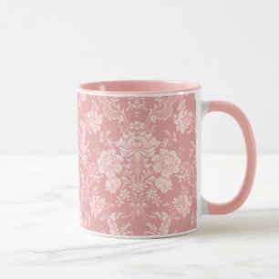 Mug Élégant romantique chic floral Damask-Pastel ros