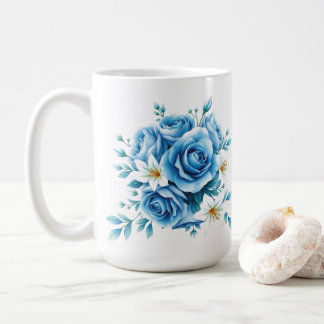 Mug Élégant Rose bleu floral