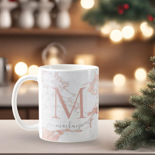 Mug Élégant Rose en marbre d'or