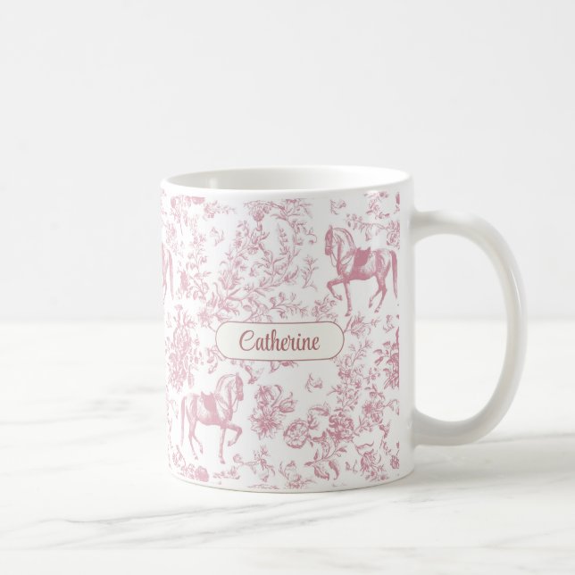 Mug Élégant rose équestre Nom de la toile florale (Droite)