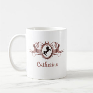 Mug Élégant Rose Gold Horse Ribbon Nom de la crête
