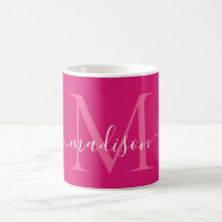 Élégant rose Magenta Blanc Monogramme Script éléga