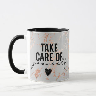Mug Elégant Rose or et gris marbre
