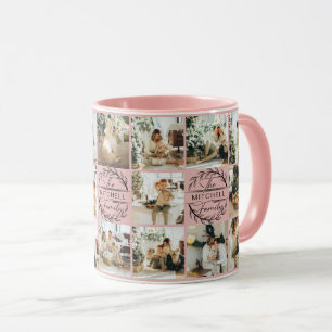 Mug Élégant rose rose moderne Collage de photos