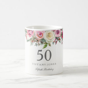 Mug Élégant Rose Rose Rose rose rose Floral 70e annive