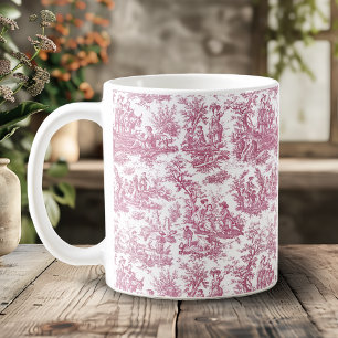 Mug Élégant Rouge Toile de Jouy Vintage