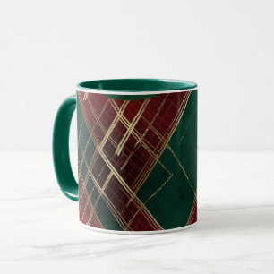 Mug Élégant rouge vert or Festive Plaid