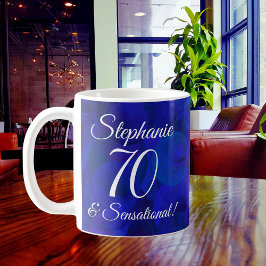 Mug Elégant Royal Blue 70 et Anniversaire sensationnel