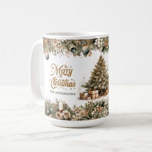 Mug Elégant ton neutre terreux vert et or