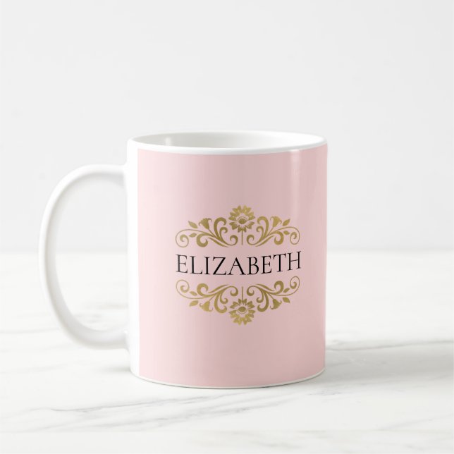 Mug Élégant Valentines roses Jour Monogramme (Gauche)