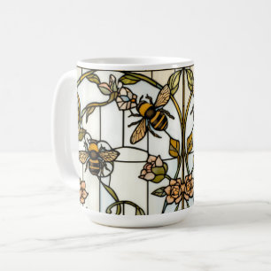 Mug Élégant verre teinté botanique art nouveau abeille