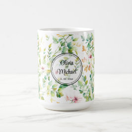 Mug Elégant vert fleurs sauvages d'aquarelle