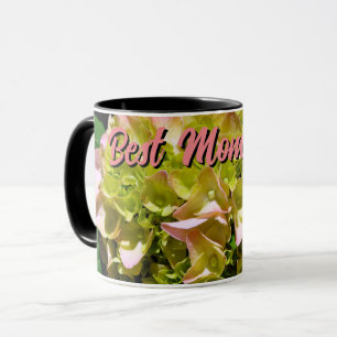 Mug Élégant vert jaune rose Hydrangea fleurs Moms