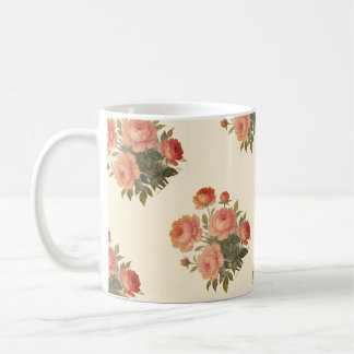 Mug Élégant Vintage Floral Pink Peonies Élégant