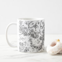 Élégant Vintage Français gravé Floral Gris-Toile