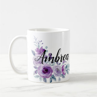 Mug Élégant Violet Violet Floral Personnalisé C Person