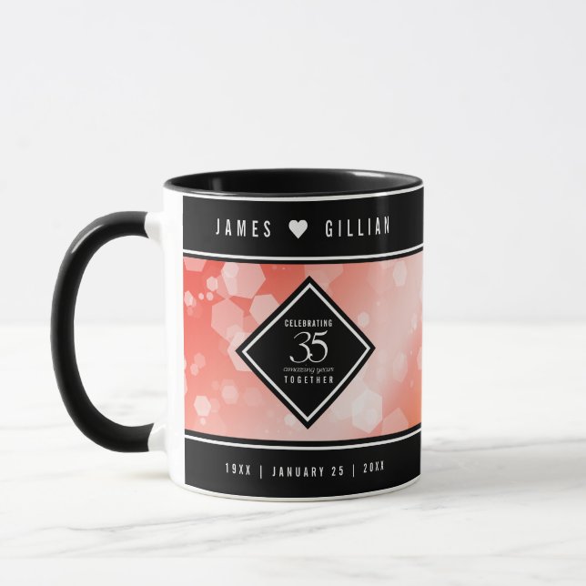 Mug Elégante 35ème anniversaire de Mariage de corail (Gauche)