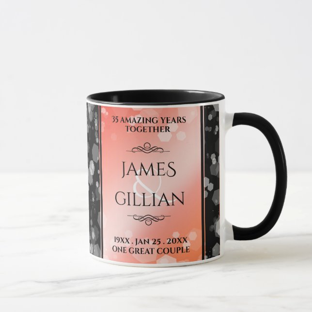 Mug Elégante 35ème anniversaire de Mariage de corail (Droite)