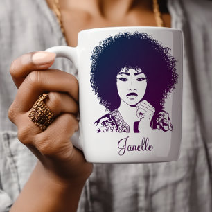 Mug Élégante Africaine Américaine Afro Femme