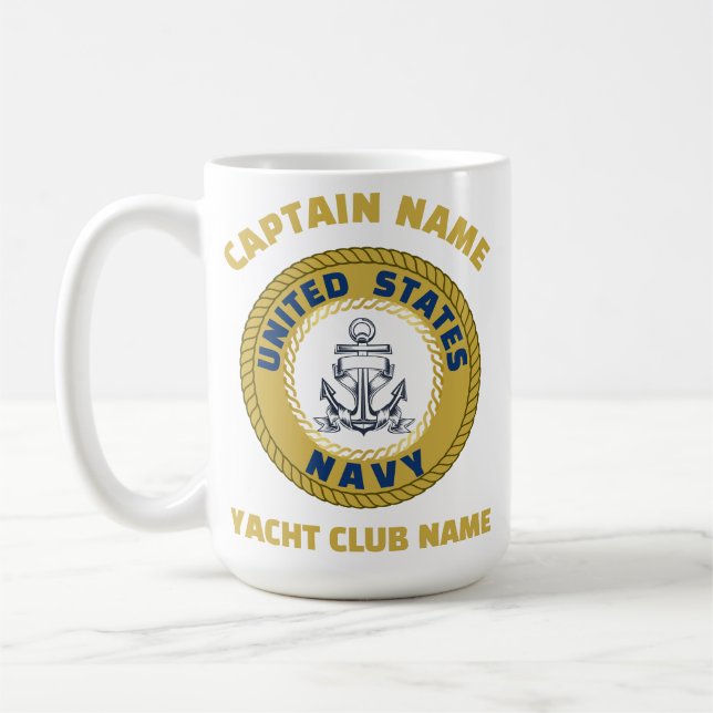 Mug Elégante Ancre or nautique capitaine de bateau sum (Gauche)